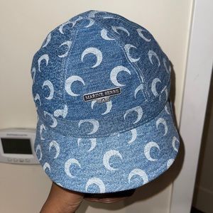 Marine Serre Blue Denim Bucket Hat